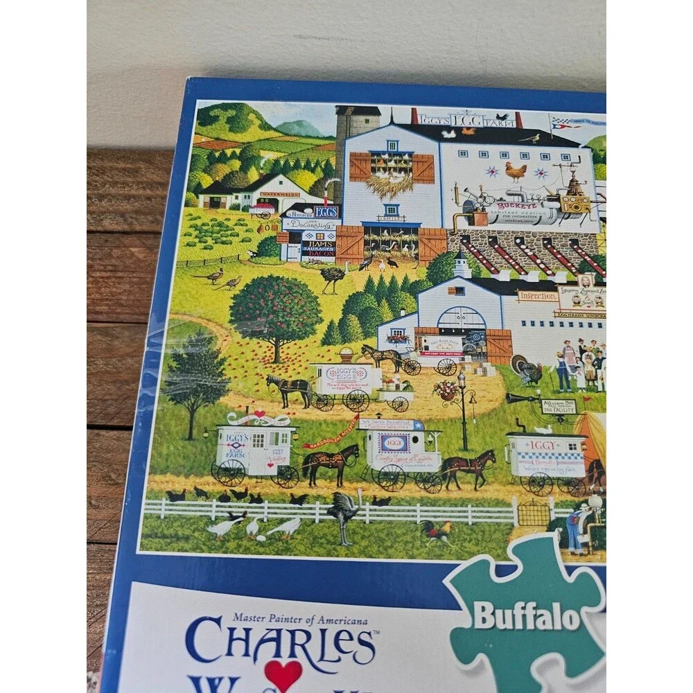 Buffalo Charles Wysocki 300 Large Piece Jigsaw Puzzle Sunny Side Up Farm Animal